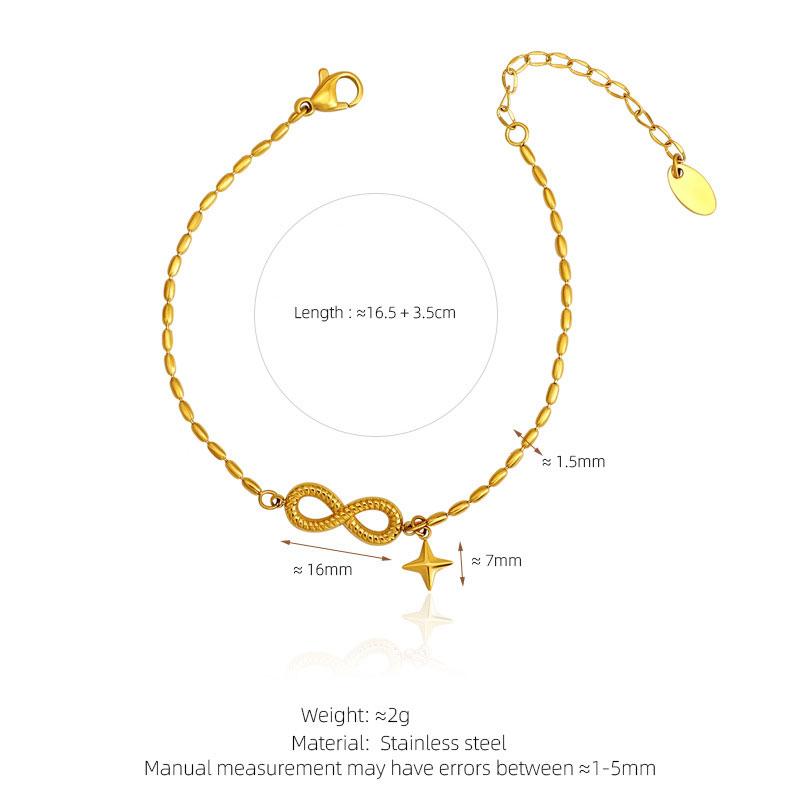 Stainless Steel Fashion Chain Link Bracelets Women 14k 18k Gold Plated Infinity Symbol Bracelet & Bangles for Women Infinity Symbol Bracelet золотой