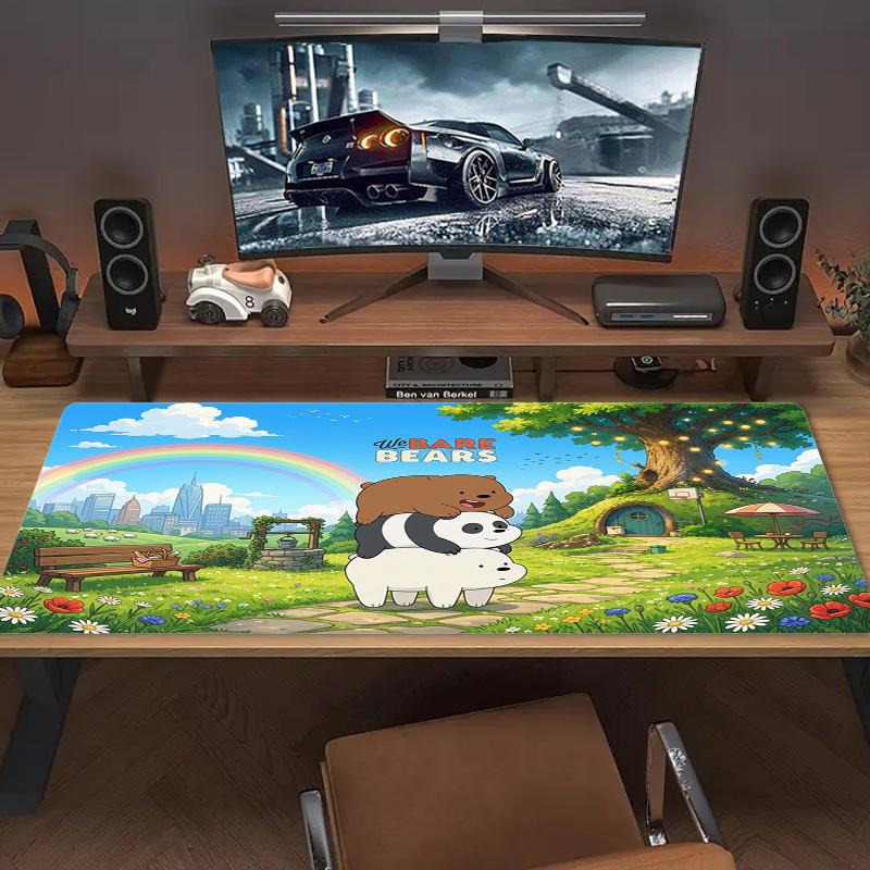 We Bare Bears Color Mouse Pad Large Gaming Table Cushion Non-slip Laptop Tablet Big Mousepad XXL Mat Mini PC Playmat With Lock Edge