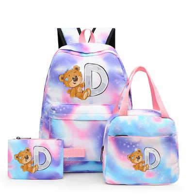 3ks/sada Roztomilý malý medvěd 26 anglických písmen bookbag Back To School Batoh pro děti Dárek s penálem Taška na oběd Batoh