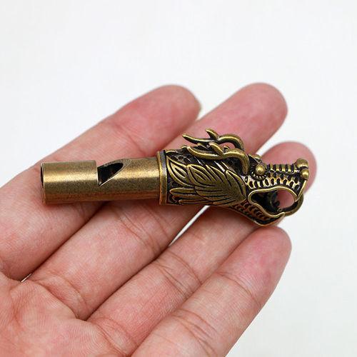 Brass Keychain Pure Copper Handmade Retro Personality Whistle  Pendant Children's Outdoor Survival Training Camp Whistle