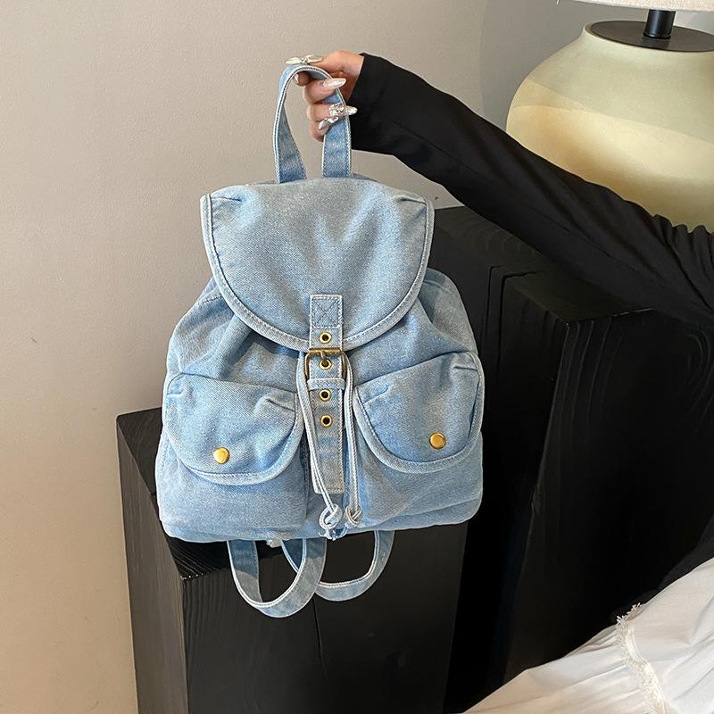 Premium and Niche Women's Cloth Backpack for Commuting, Large Capacity Soft Cloth Backpack, Retro Drawstring Travel Backpack