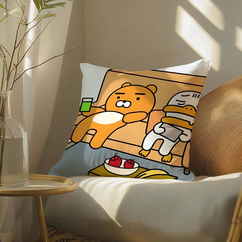 Cartoon Funny Fun Cute KAKAO Pillow Case Silky elegant Comfort Sofa Bed  Invisible zipper Beach pillowcase