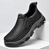 Men's Waterproof Slip On Faux Leather Hiking Shoes for Male Outdoor Non-Slip Walking Sneakers Casual Loafers Work Shoes Comfortable Short Boots
