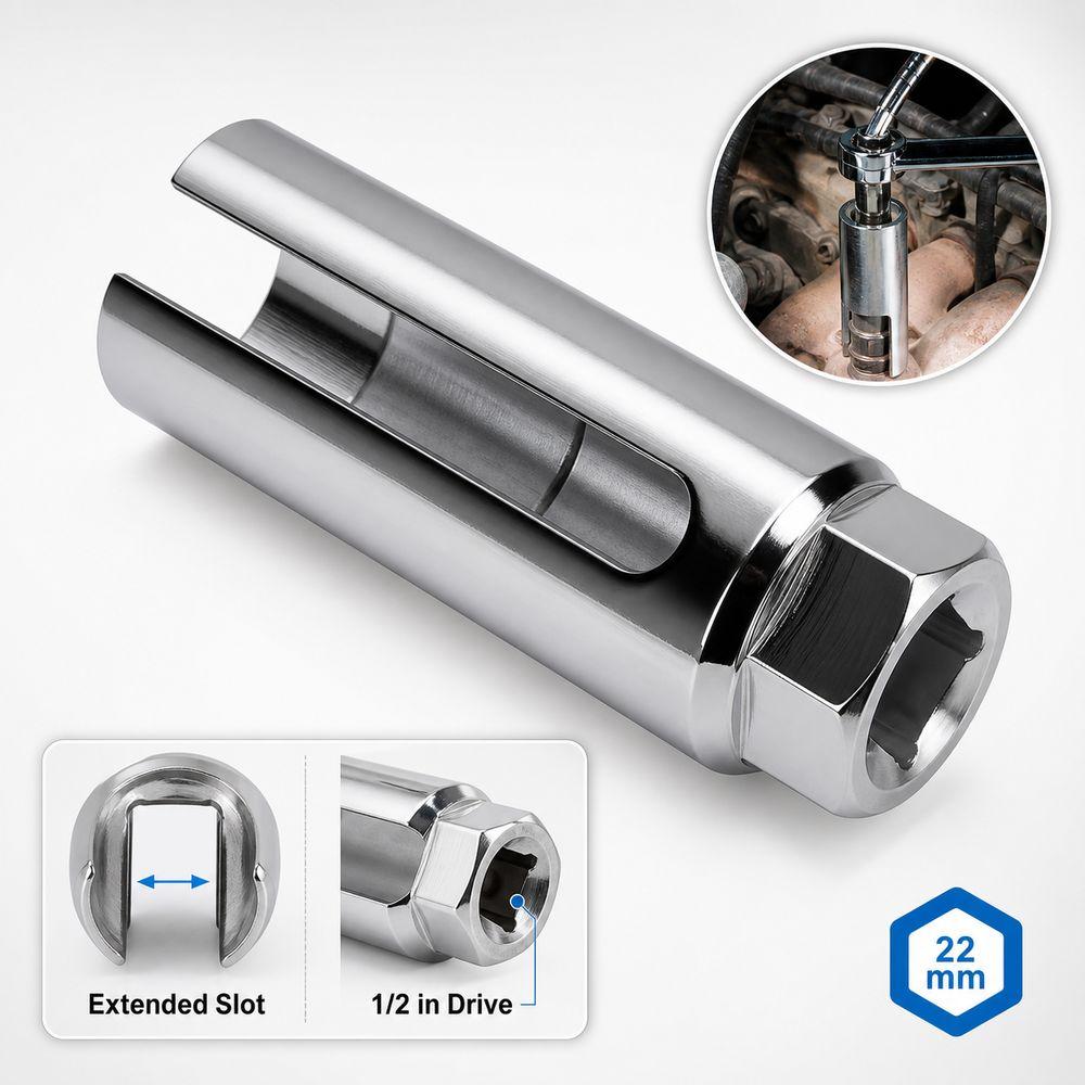 Mirror Finish Oxygen Sensor Wrench Extended Sensor Removal Socket Vehicle Maintenance
