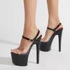 Liyke Black White Women Sexy 17CM Transparent Sandals Fashion Open Toe Buckle Strap Platform High Heels Stripper Pole Dance Shoe