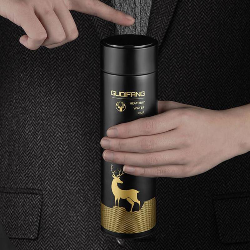 Potiskovací vakuová láhev Lucky Deer 304 z nerezové oceli Láhev na kávu a čaj na vodu 500 ml Domácí venkovní sportovní pohár na vodu