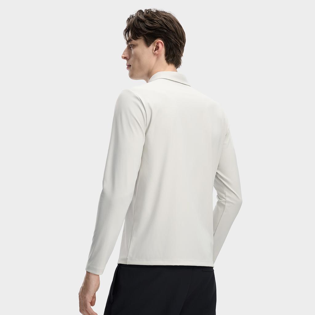 FILA White Fashion Simple Classic Basic Solid Color Casual Light Business Versatile Comfortable Long Sleeve Polo Shirt Men tops F11M613218FGY