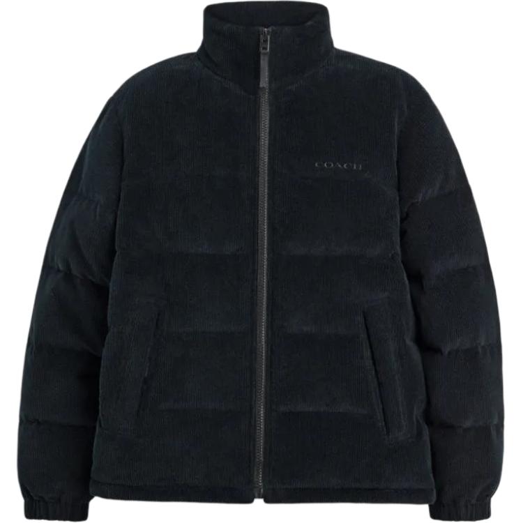 Coach FW24 Solid Color Letter Print Zipper Stand Collar Long Sleeve Down Jacket Men outerwear Black CT737-BLK