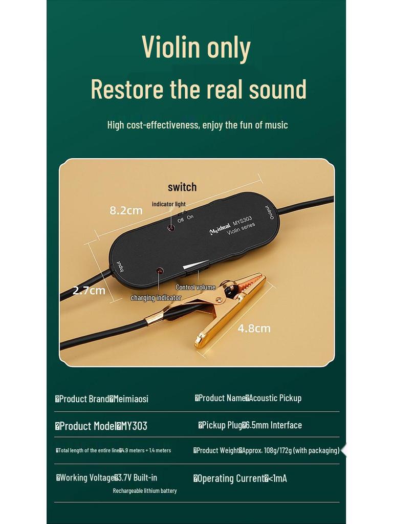 Wonderful Violin & Cello Clip-On Pickup Microphone and Amplifier for Stage Performance