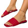 Woven Flat-bottomed Slippers Women's 2025 New One-character Solid Color Flat-bottomed Cool Slippers Women's Slippers