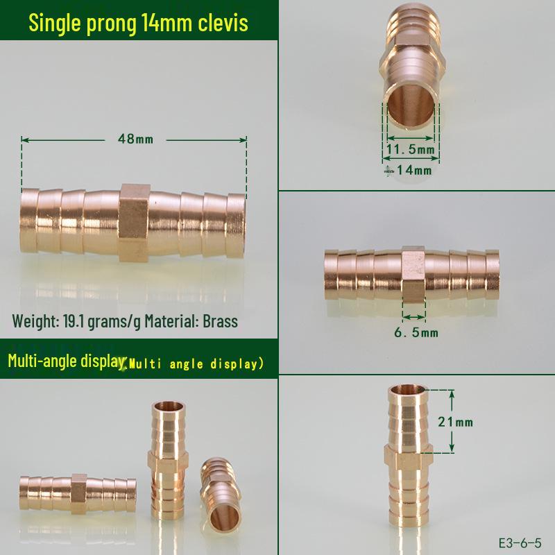 Brass Pagoda Head Insert for Gas Hose, Natural Gas Pipeline Connector 8/12, Pneumatic Fittings Inline Cross Tee