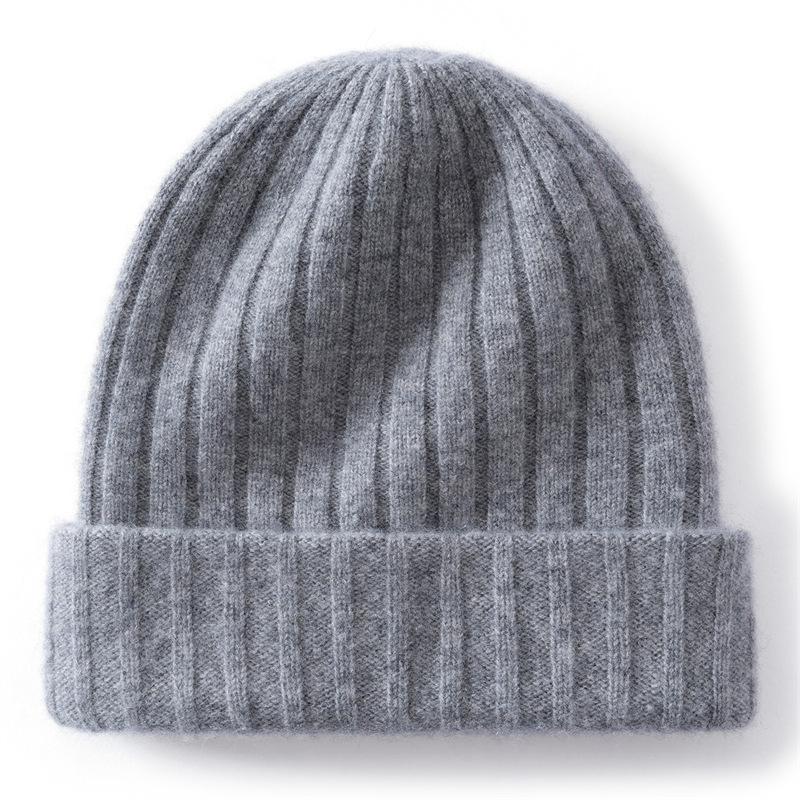 Cashmere hat women's autumn and winter versatile double-layer thickened warm knitted wool ear protection hat men's pit strip first-line hat winter