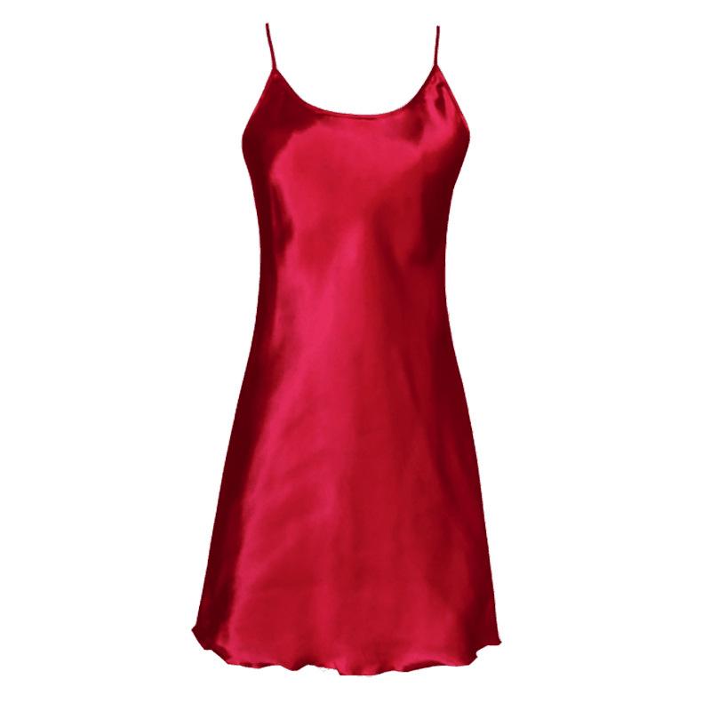 Summer Sling Female Ice Silk Spring and Summer Nightgown Dress Simulation Silk Adult Erotic Sexy Thin Section Female Homewear