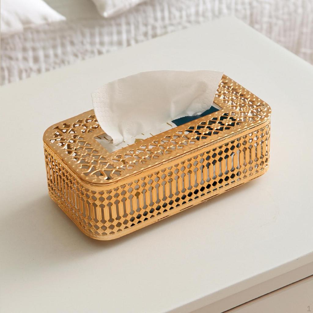 Tissue Box Cover Container Iron Art Rectangle Facial Paper Napkin Holder for Bar Home
