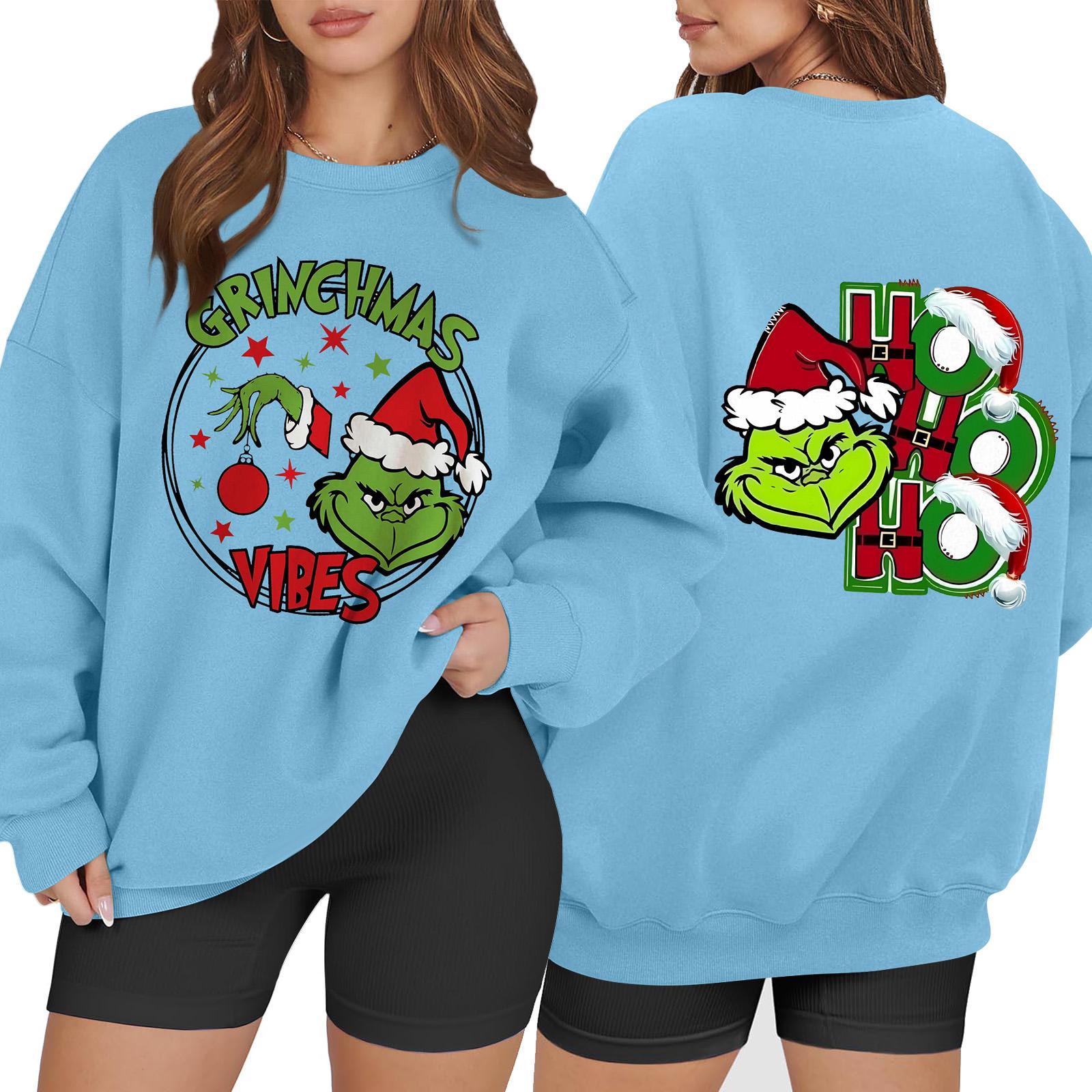 

Women s Fashion Long Sleeve Print Round Neck Loose Pullover Sweater Top L