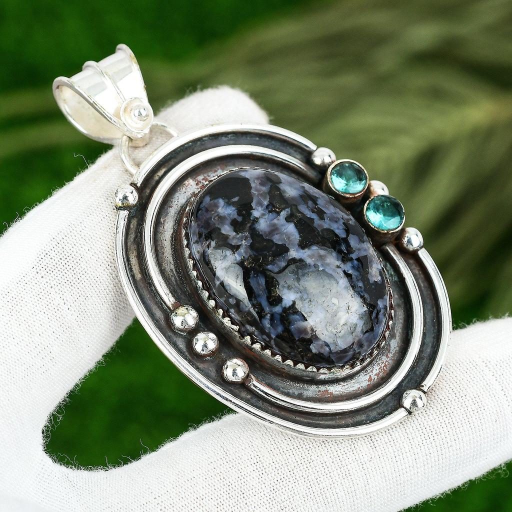 Mothers Day Sale 925 Silver Natural Mystic Merlinite Tourmaline Pendant Jewelry