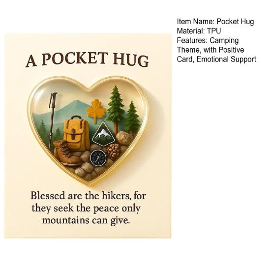 Camping Pocket Hug with Inspirational Cards Heart-Shaped Hiking Pocket Hug Keepsake Token Hikers Campers Nature Enthusiasts Gift