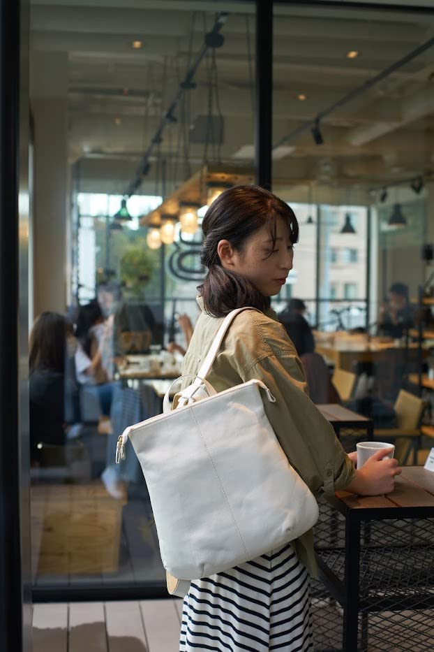 (Rena-Iris) Hergestellt in Japan, GENOVA Japanischer Rindsleder-Rucksack, schmal, ri-2643-wh