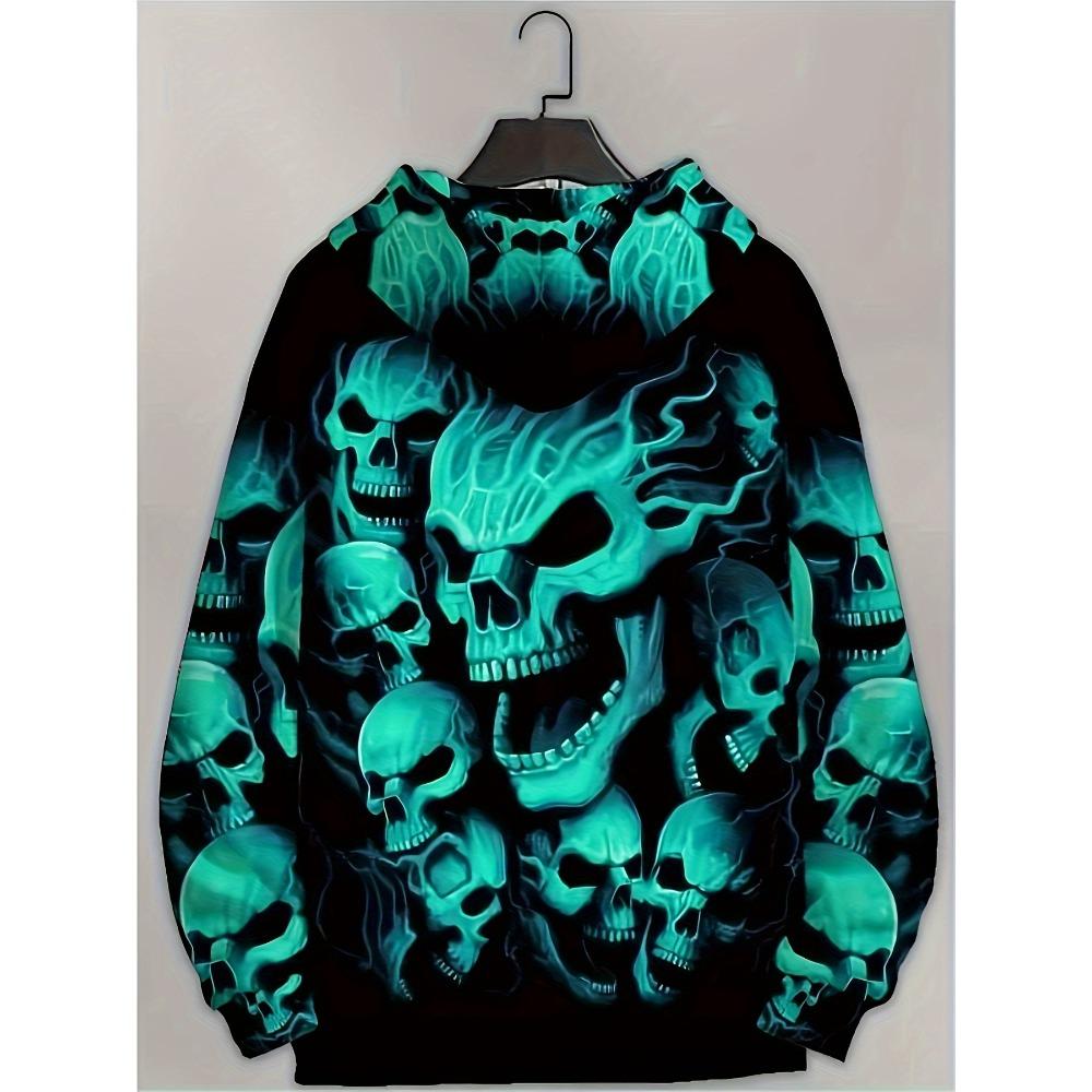 2025 Frühling Herbst Herren Damen 3D Totenkopf Druck Hoodies Ausgehen Lässig Täglich Pullover mit Taschen Unisex Streetwear