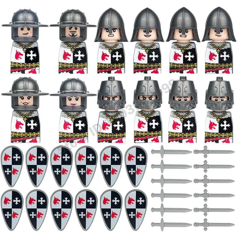 Medieval Military Building Blocks Roman Officer Soldier Knight Imperial Army Head Of State Elf Hunter Lion King War Horse Brick