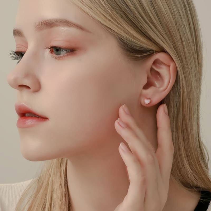 

JEWNEL 14K Heart Gemstone Piercing Earrings (8 colors) piercing (1 piece)