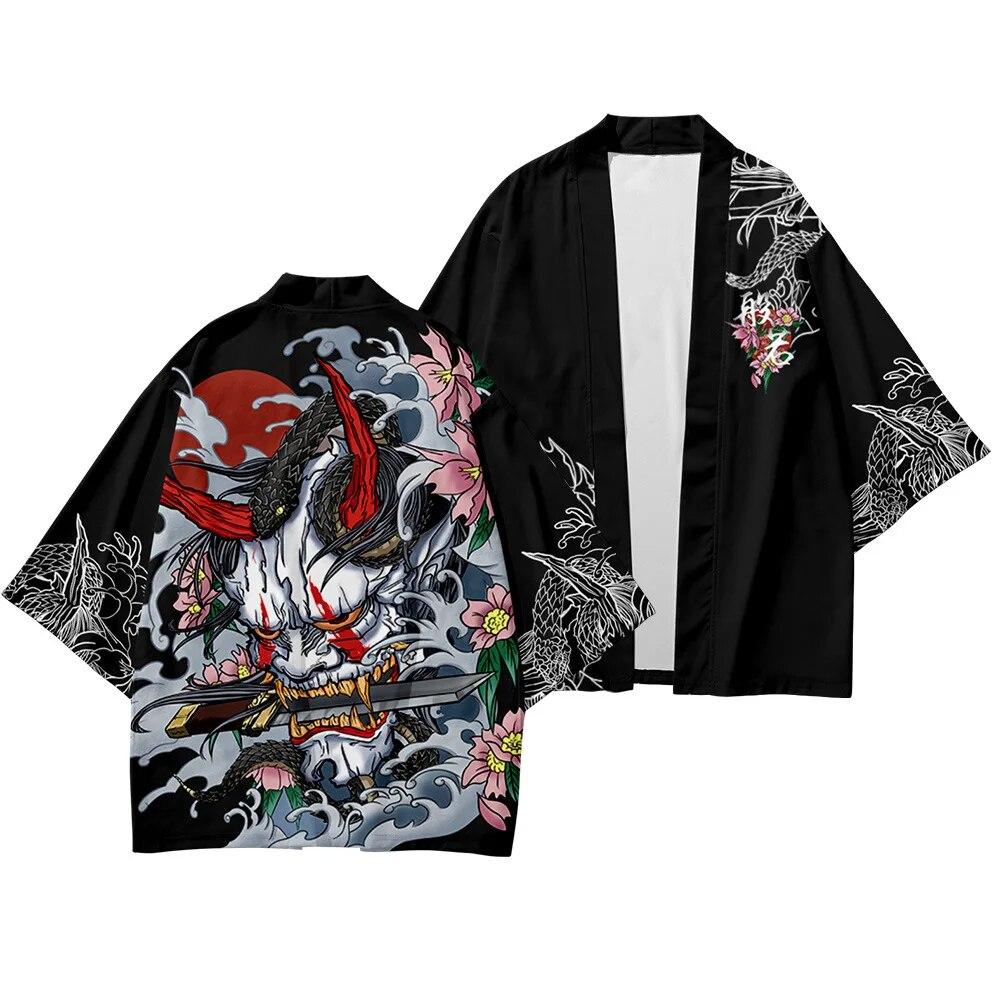 Bedruckter japanischer Anime-Kimono, asiatische Kleidung – einzigartiger und auffälliger modischer Haori, perfekt für Cosplay oder zum Verkleiden