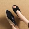 Fashion Black Butterfly Fish Mouth Wedge Heels Thick-soled Sandals for Women Summer New French Versatile Straw Woven High Heel Slippers