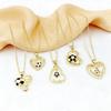 Creative Gold-Plated Zircon Heart-Shaped Soccer Ball Necklace Fashion for Men Women Sports Lover Football Zircon Party Gift