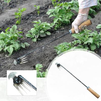 Unkraut-Artefakt-Entwurzelungs-Unkraut-Werkzeug, hochwertiger geschmiedeter Abzieher aus Manganstahl mit 4 Zähnen, hochfestes Handentferner-Werkzeug für den Garten