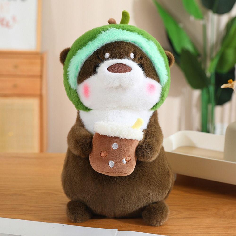 Soft Material Otter Plush Toy Headgear design Cartoon Animal Toy Kawaii Otter Toy  Birthday Gift