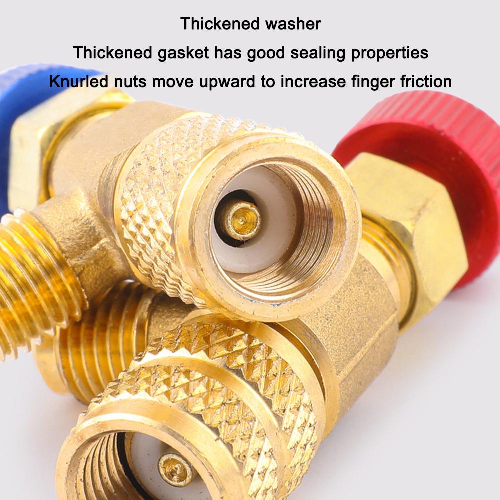 Refrigeration Charging Valve Air Conditioning Adapter for R410A R22 1/4" Liquid Safety Liquid Valve Hose R22 Copper Adapter Hand