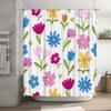 Bathroom Shower Curtain Multicolored Floral Design for Girls Kids Bathroom Decor in White Yellow Blue Pink Red Purple Colorful B
