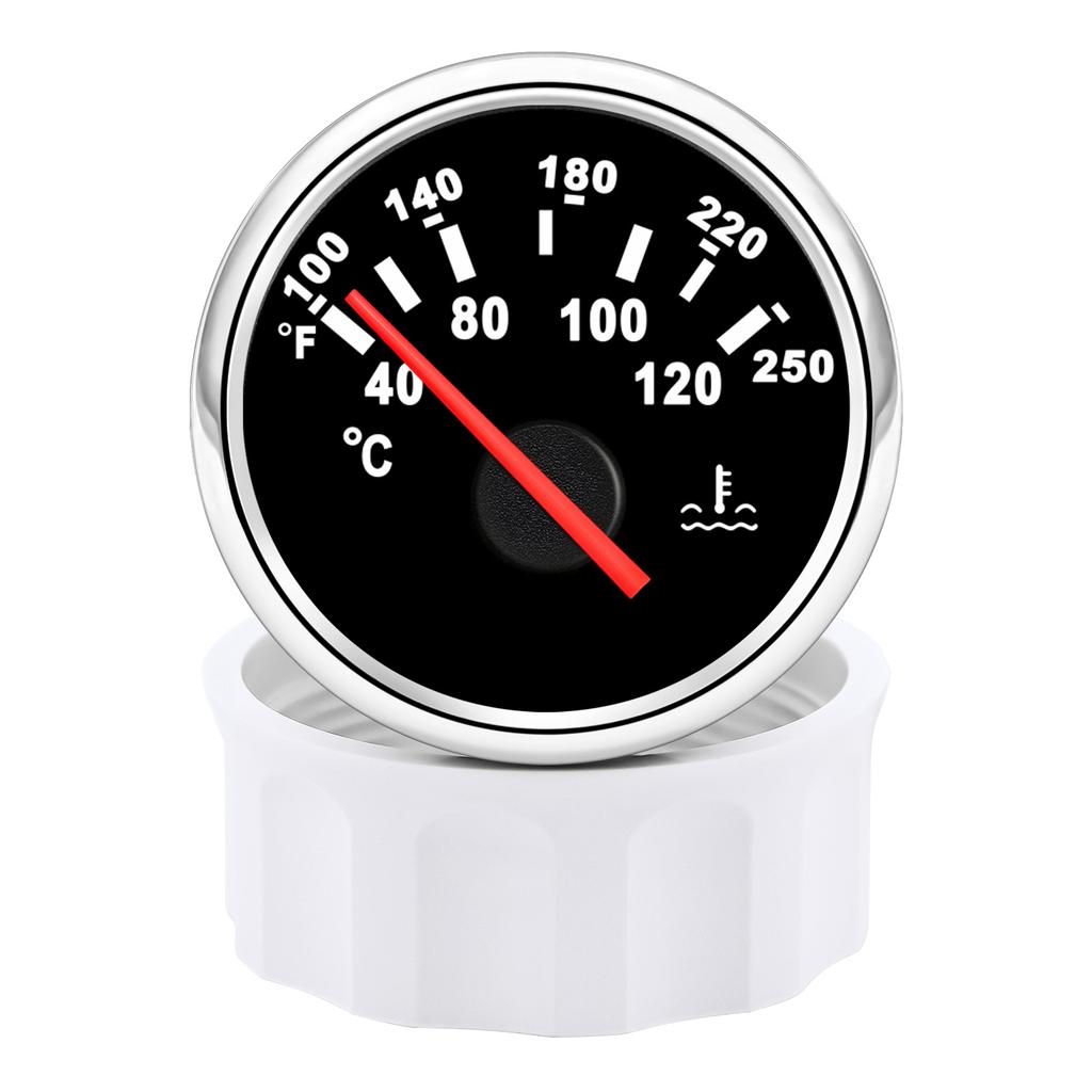 ZMFJH 2"52MM Water Temperature Gauge 40-120℃,100-250℉ Pointer Water Temp Meter Red Light for Universal Car Boat Yacht 12V24VDC