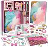EDUMAN Pink DIY Journal Kit for 8-12 Years Old Girls - Ideal Birthday Gift for Kids, Diary & Scrapbooking Supplies Set with Arts & Crafts Tools for