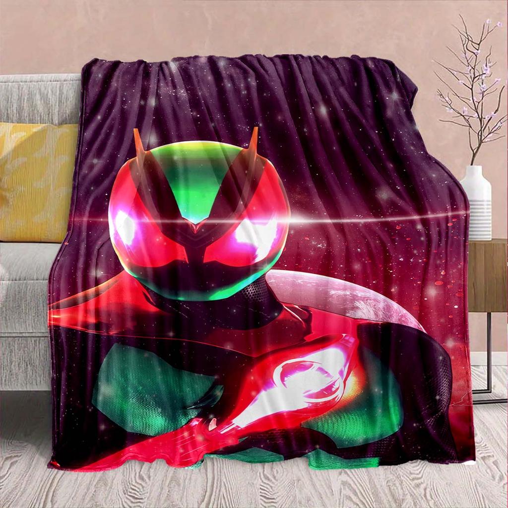 Kamen Rider Anime Flannel Blanket – Soft, Warm, Perfect for Sofas, Bedding, Camping, Travel, Office, and Home Decor – QJY