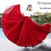 Two-Sided Chiffon Dance Skirt: Performance Long Dress with 540°/720° Swirl, Half-Body, Dual-Color Design