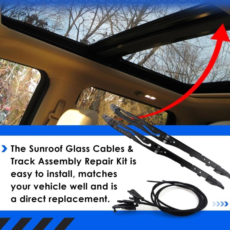 Premium Sunroof Glass Track Cable Replacement Set FL3Z16502C22 Corrosion Resistant Sunroof Glass Track Cable for Car