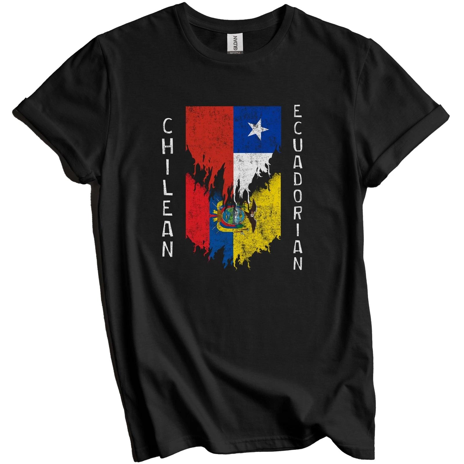 Chilean Ecuadorian Flags Ripped Torn Chile Ecuador T-Shirt S