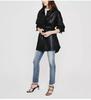 Casual Formal Wear Women's Genuine Lambskin Leather Shirt Stylish Black Handmade