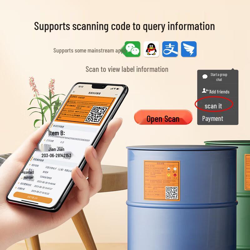 Detong DP12369 Portable Hazardous Waste Thermal Label Printer CN plug (adapter included)