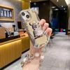 Electroplated mirror surface for Apple 15 violent bear quicksand bracket 16 bracelet iPhone14 soft case mobile phone case