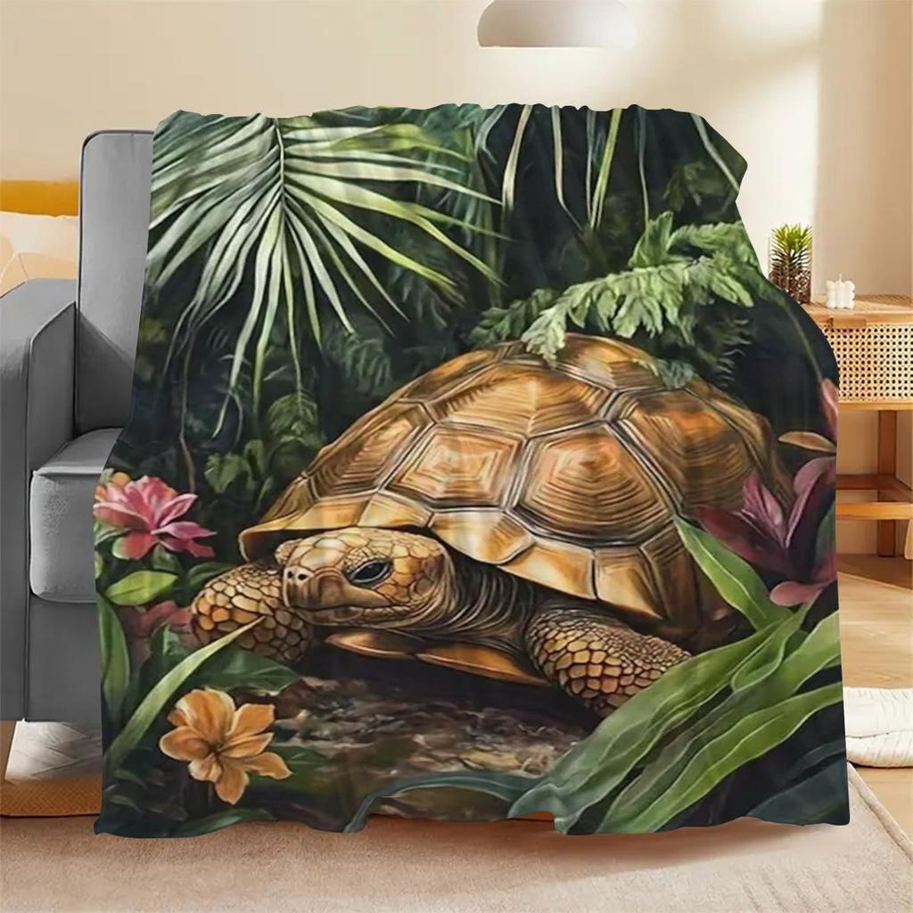 Cute Turtle Pattern Cozy Throw Blanket - Soft Light Accent for Air Conditioning Dorm Office Nap Couch Travel Camping Gift