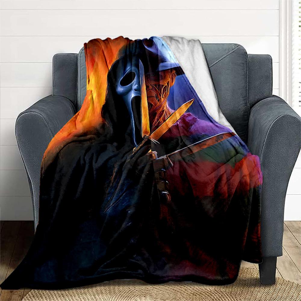 1 Stück Ghostface Messer Outdoor-Decke Leichtes Flanell, Weich & Warm, Ganzjahresnutzung für Sofa, Outdoor, Camping, Wohnzimmer, Büro, Stuhl