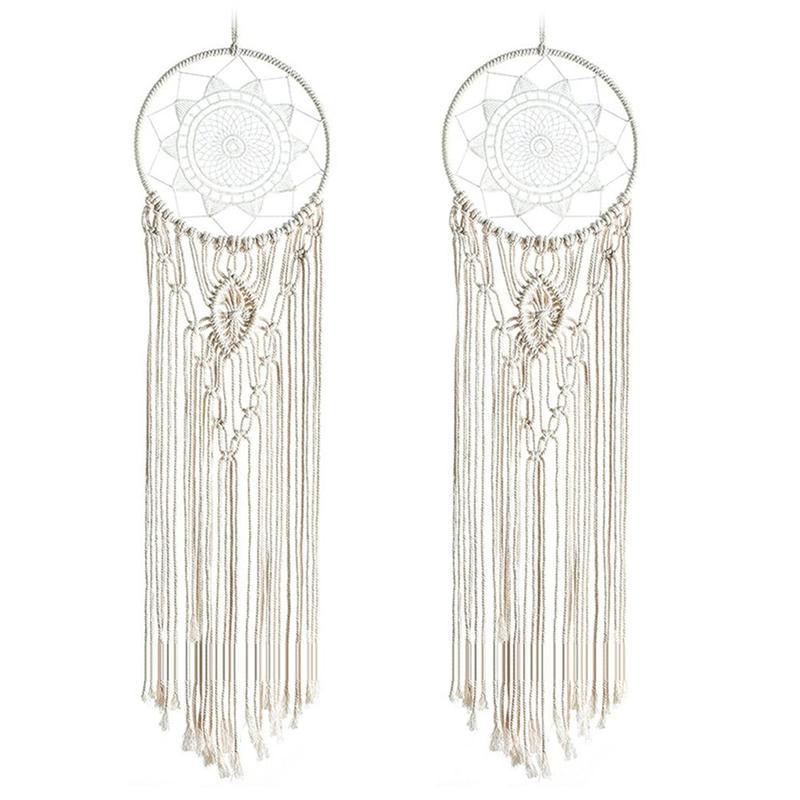 2X Hand Woven Dreamcatcher Circle Macrame Kit Macrame Wall Hanging Supplies Craft Macrame Wall Hanging Supplies