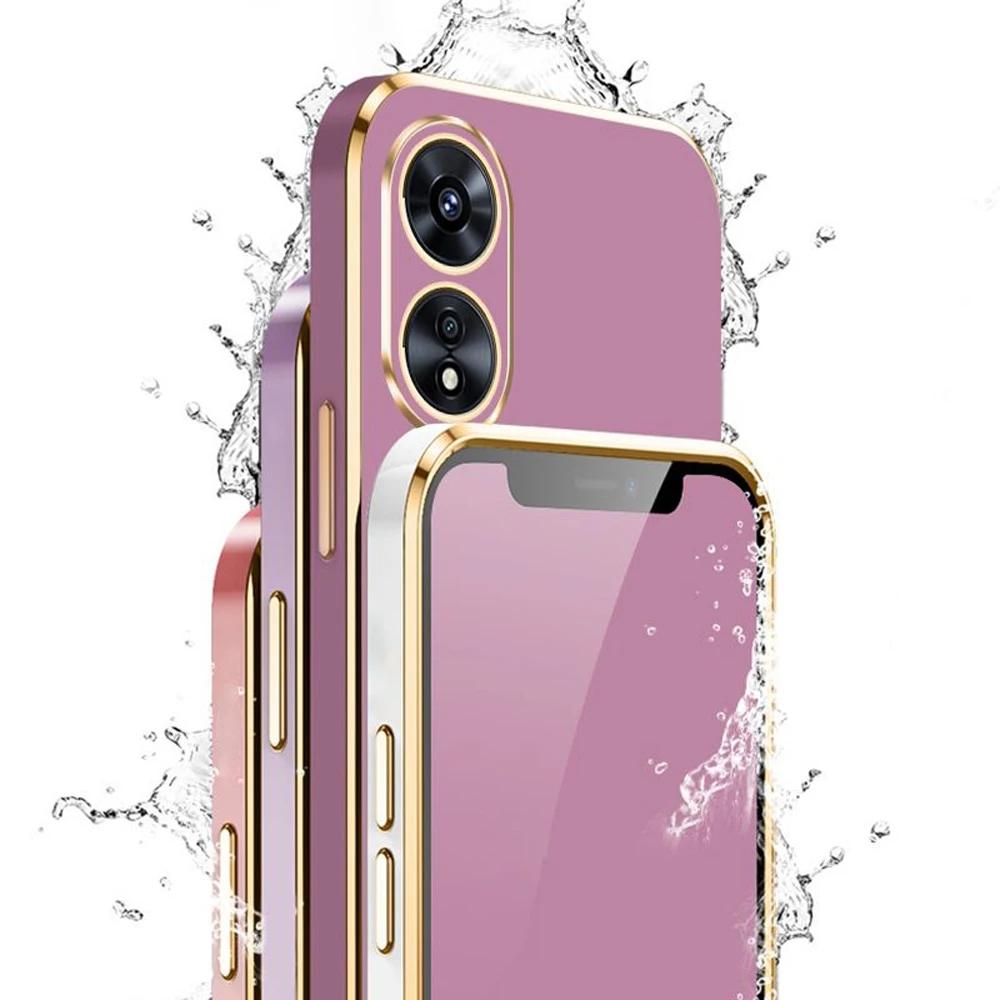 Custodia per telefono 6D per OPPO A18 A38 4G placcatura di lusso in silicone obiettivo della fotocamera protettiva antiurto copertura completa OPPOA38 A 38 telefono cellulare