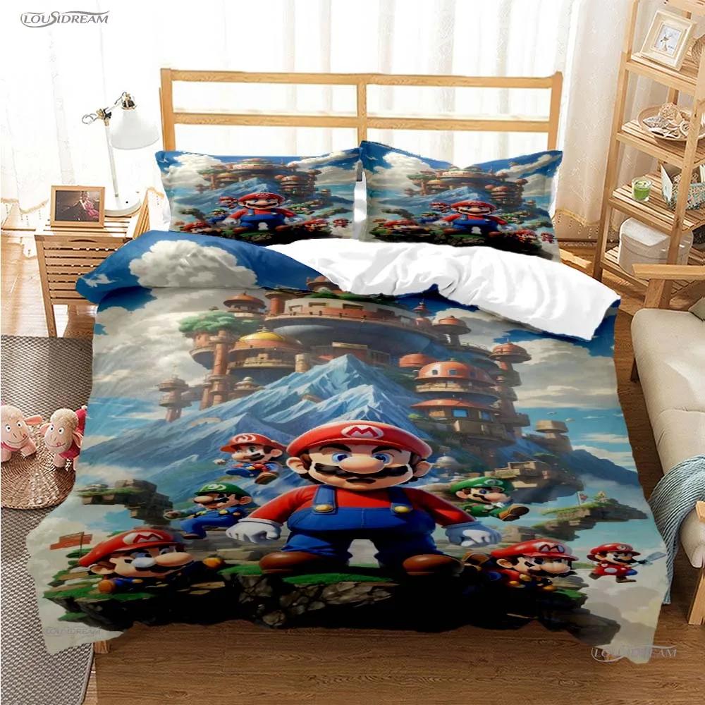 Mario Cartoon Game Cute All Season Duvet Cover Comforter Bedding Sets Soft Quilt Cover And Pillowcases Single/Double/Queen/King