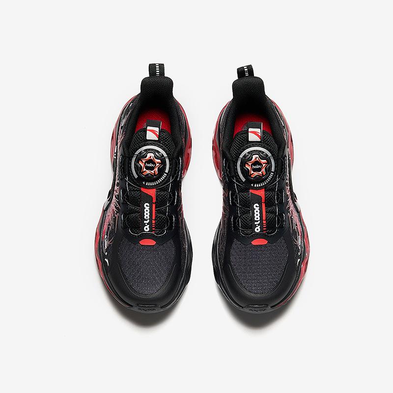 Anta Kids Energy Ring 10.0 No-Tie Rotating Buckle Rebound Lightweight Shock Absorption Low-Top Running Shoes Kids running shoes Black Red 312445588-4