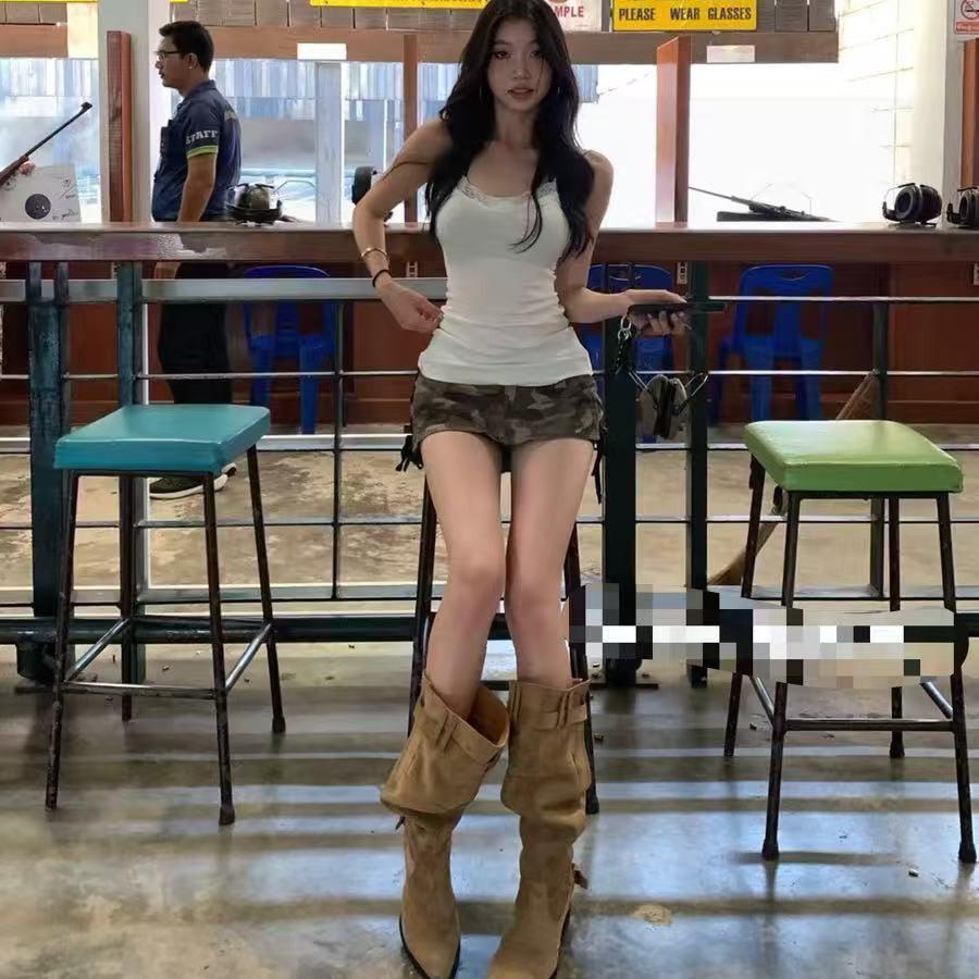 

2025 autumn and winter new high-heeled boots women s pointed head thick heel European and American elastic big tube circumference tall knight sta 39 чёрный