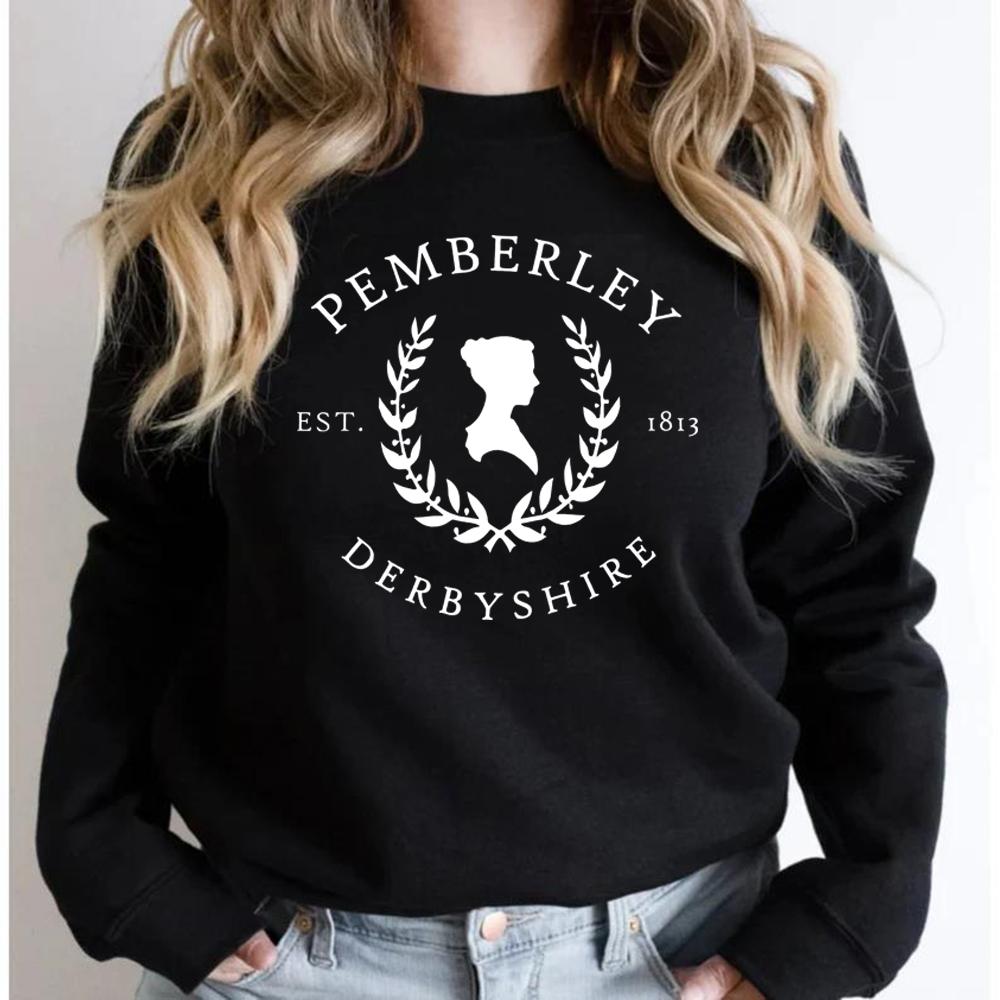 Толстовка Pemberley, рубашка «Гордость и предубеждение», женская толстовка с круглым вырезом «Упрямый упрямый», толстовка для любителей книг, книжный подарок S чёрный