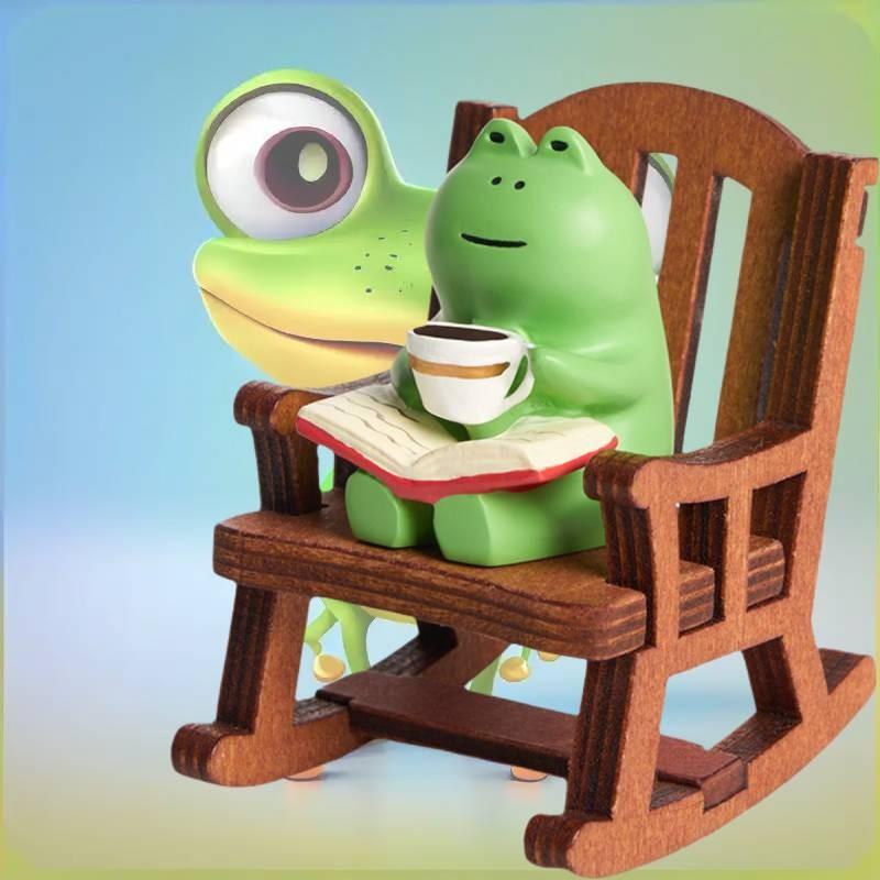 Cute Pvc Frog Rocking Chair Figurine For Desk Decor Charming Office Decoration Item